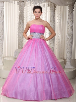 Hot Pink Handmade Beading Belt Dress for a Quinceanera Party Like Princess