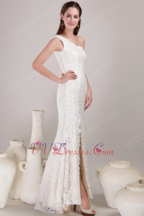 One Shoulder Skirt Lace Wedding Bridal Dress By Designer