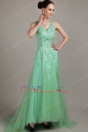 Beaded V Neck Dropped Waist Apple Green Formal Dresses Shop