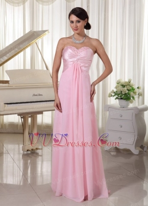 Sweetheart Beaded Prom / Evening Dress Baby Pink Chiffon Inexpensive