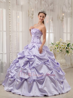 Strapless Lavender Embroidery Quinceanera Dress By Designer