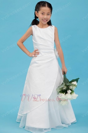 Simple Ruched Side Flower Embellish Wedding Flower Girl Dresses