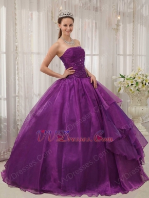 Purple Quinceanera Dress With Puffy Floor Length Skirt