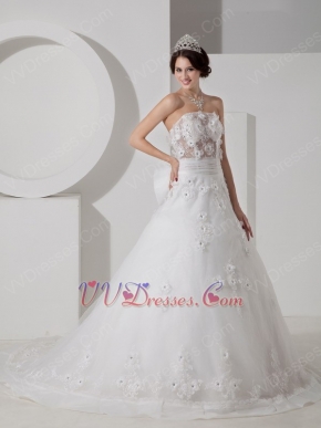 Pretty Transparent Bodice Trimed A-line Wedding Dresses Wholesale