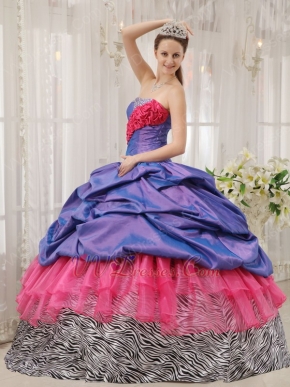 Exclusive Strapless Floor Length Ball Gown With Zebra Fabric