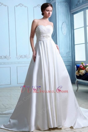 Best Sweetheart Empire Waist Ivory Stain Cathedral Wedding Gown