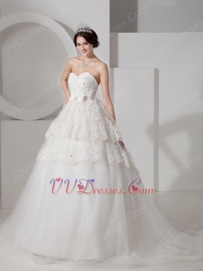 Popular Sweetheart Puffy A-line Layers Wedding Dress Factory