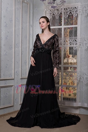 Sexy V-neck Petite Mother Of The Bride Dress With Long Sleeves Modest