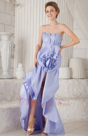 Lavender Asymmetrical Mermaid Prom Dress With Handmade Flower