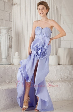 Lavender Asymmetrical Mermaid Prom Dress With Handmade Flower