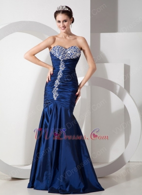 Peacock Blue Sweetheart Taffeta Dress To 2014 Prom Wear