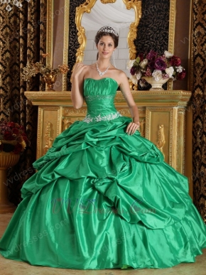 Spring Green Floor Length Ball Dress For Quinceanera Wear