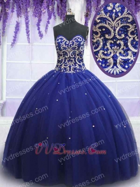 Dark Royal Blue Quiceanera Floor Length Ball Gown 2019 Style