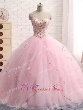 Lovely Pink Quince Puffy Dance Gown Girls Gift At Cheap Price