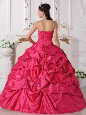 Deep Rose Pink Beading Emberllish Quinceanera Dress