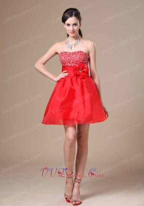 Red Organza Mini-length Prom Dresses For Private Party Enchanting