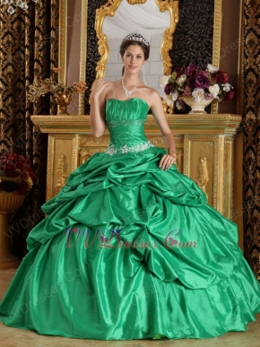 Spring Green Floor Length Ball Dress For Quinceanera Wear