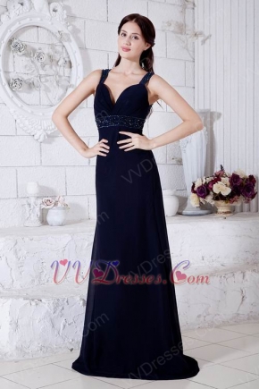 Cheap Straps Navy Blue Floor Length Skirt Evening Dress