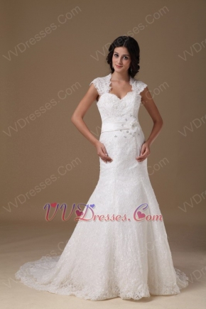 Pretty Mermaid Sweetheart Lace Fabric Wedding Dress With Belt