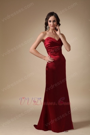 Sweetheart Column Wine Red Long Prom Dress Petite