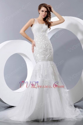 Casual Appliqued Trumpet Fishtail Bridal Wedding Dress By Net