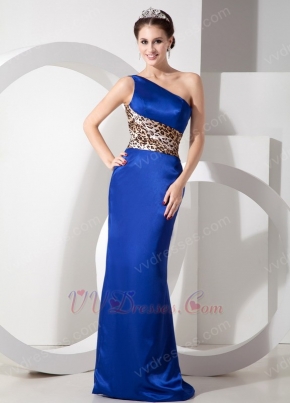 Trimed Sexy One Shoulder Royal Blue Prom Dress Petite
