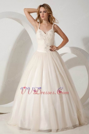 Wonderful Spaghetti Straps Appliques Sequin Western Wedding Dress