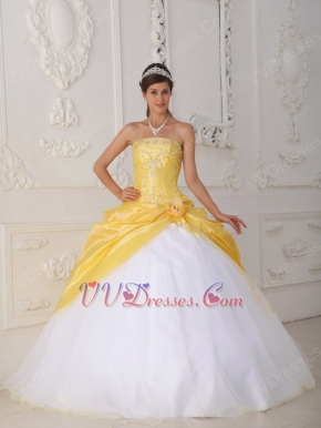 Strapless Beaded A-line Floor Length Daffodil Dress To Quinceanera