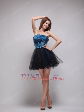 Dark Blue and Black Short Sweet 16 Dress With Crystal