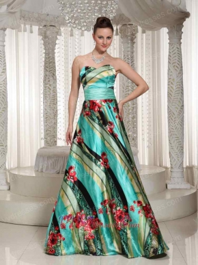 Colorful Printed Fabric Prom Dress Relatives and Friends Choice