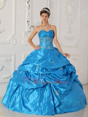 Hot Sell Sweetheart Teal Blue Puffy Ball Gown To Quinceanera