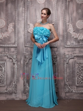 Aqua Blue Ruffles Chiffon Ebay Evening Dresses With Bowknot