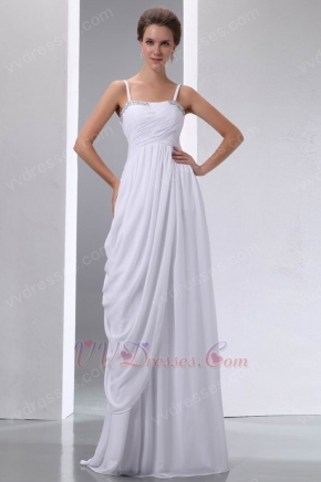 Spaghetti Strap White Chiffon Skirt Amazing Prom Dress