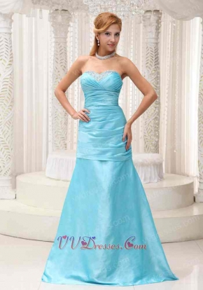 Beautiful A-line Aqua Blue Long Prom Dress For Friend's Weeding Wear