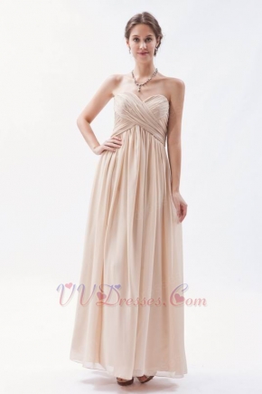 Sweetheart Floor Length Cream Chiffon Dress For Bridesmaid