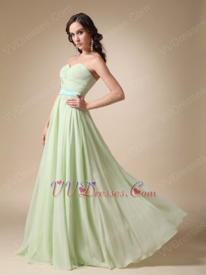 Long Chiffon Apple Green Dress For Bridesmaid Wear 2014