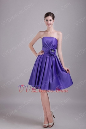 Strapless Knee Length Skirt Blue Violet 2014 Prom Dress For Sale