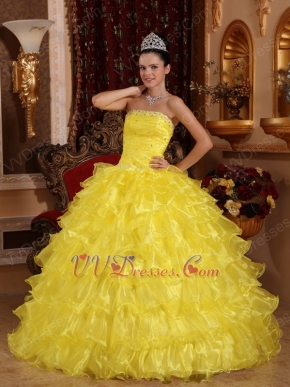 Strapless Where to Buy Winter Bright Yellow Quinceanera Dress