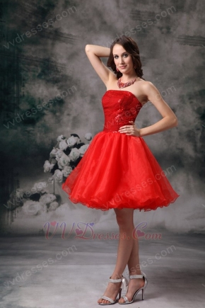 Sequin Bodice Mini-length Scarlet Organza Sweet 16 Dress