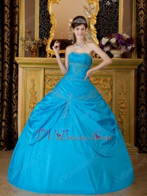 Sweetheart Deep Sky Blue Court Princess Quinceanera Dress