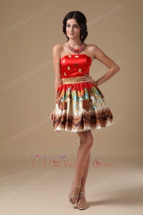 Colorful Printed Fabric Girl Sweet Sixteen Prom Dress