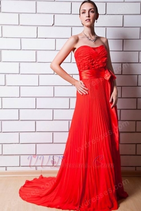 Cheap Sweetheart Pleated Scarlet Evening Party Dress