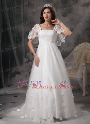 Angel Wing Designer Perfect Square Lace Bridal Dress Maternity Pregnant