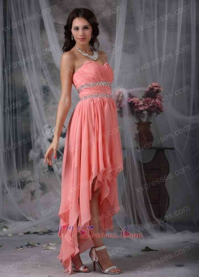 Top Prom Dress With High-low Watermelon Chiffon Skirt Short and Long Skirt