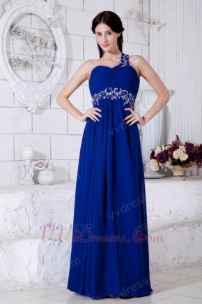Inexpensive One Shoulder Royal Blue Evening Party Dress