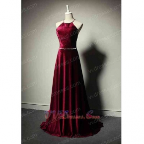 Wine Red Velvet Peter Pan collar Cross Back Sexy Pagent Dresses Stores