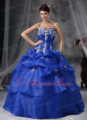 Royal Blue Ball Gown Quinceanera Dress With Embroidery Like Princess