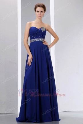 Stylish Floor Length Royal Blue Chiffon Evening Dress Online