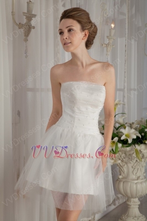 Sweet Strapless Short Organza Beach Romantic Wedding Dress