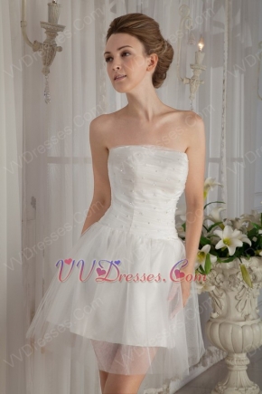 Sweet Strapless Short Organza Beach Romantic Wedding Dress